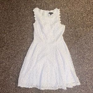 White lacy floral short dress